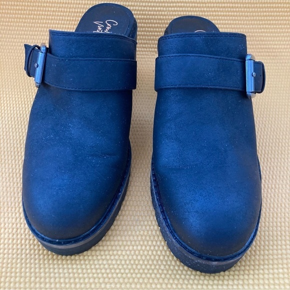 Crown Vintage Size 9m Black Mule Janis Clog Buckle Strap Slip-On Block H… - Picture 2 of 9